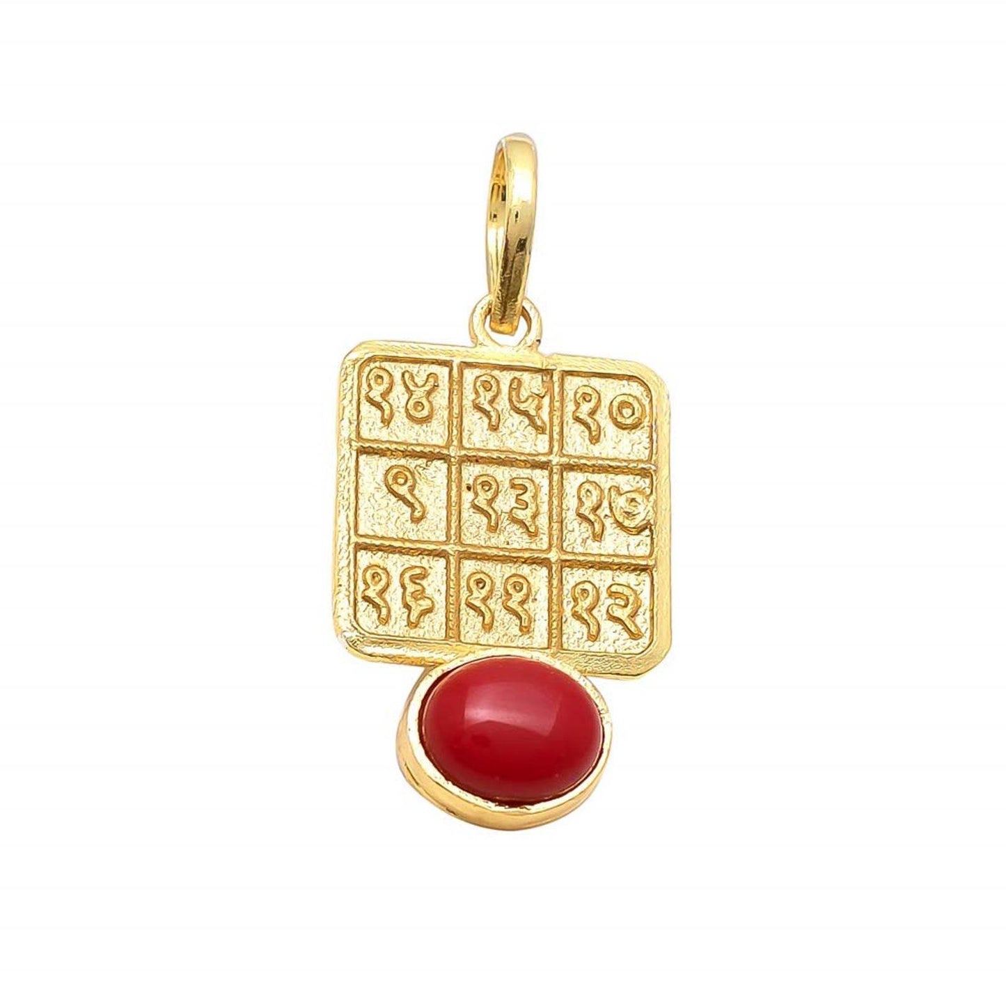 Red Coral Pendant for Aries & Scorpio - Gold Plated - Aemorio
