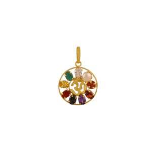 Navratana Om Pendant - Spiritual & Healing Power - Aemorio
