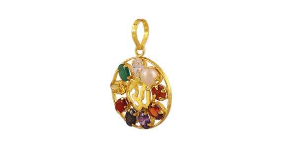 Navratana Om Pendant - Spiritual & Healing Power - Aemorio