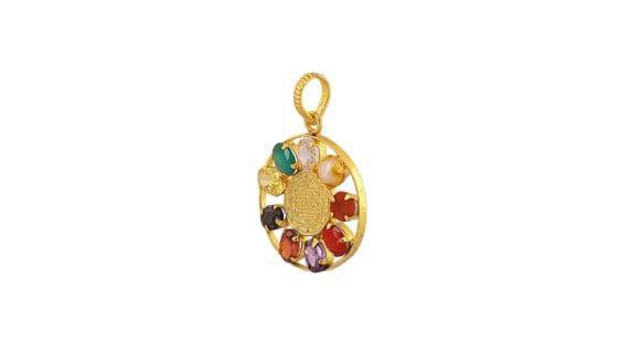Navratana Sri Yantra Pendant – Spiritual & Auspicious Charm - Aemorio