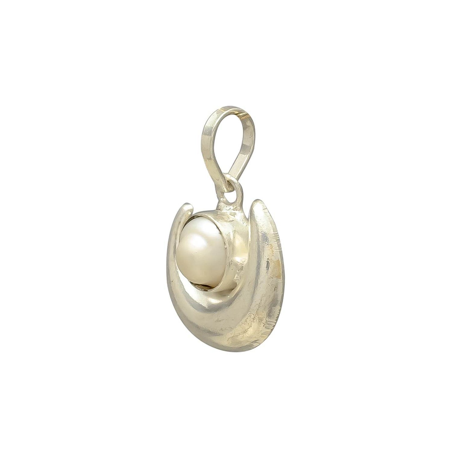 Moon Shape Pearl Pendant - Silver-Plated, Spiritual Benefits - Aemorio