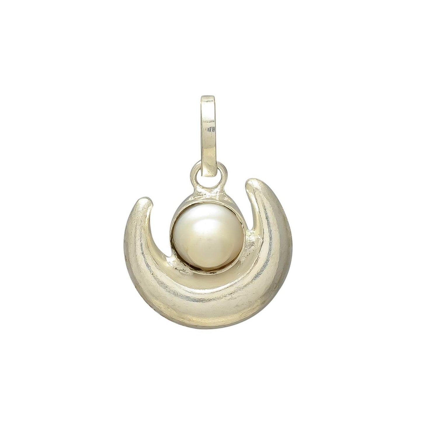 Moon Shape Pearl Pendant - Silver-Plated, Spiritual Benefits - Aemorio