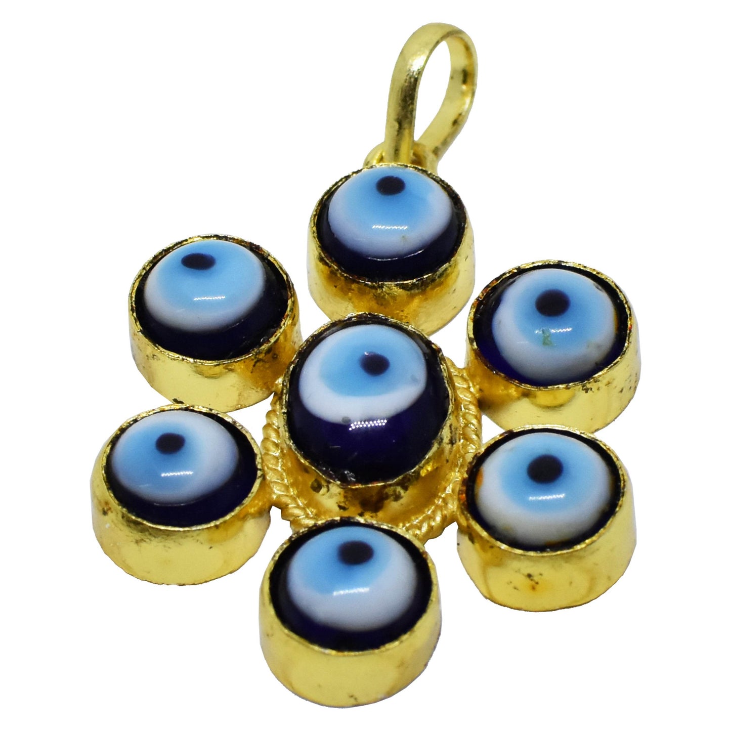 Seven Evil Eye Nazar Protection Pendant – Gold Plated - Aemorio