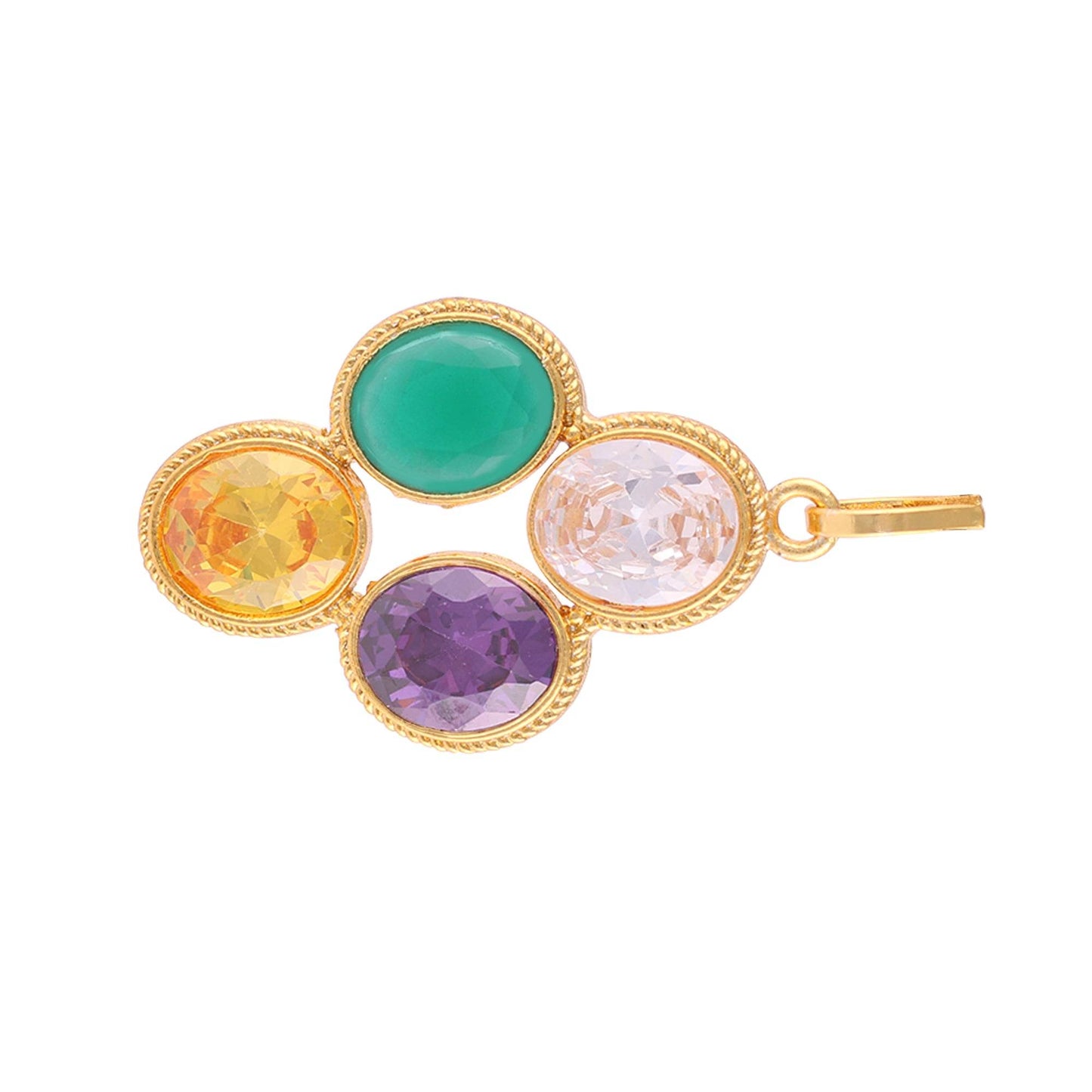 Zircon Blue Sapphire Yellow Sapphire & Emerald Stone Pendant Gold Plated - Aemorio