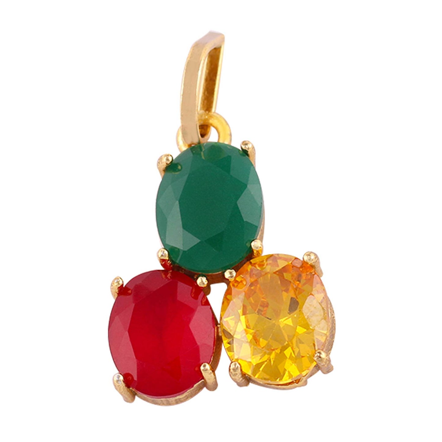 Gold Plated Emerald Coral and Yellow Sapphire Pendant - Aemorio