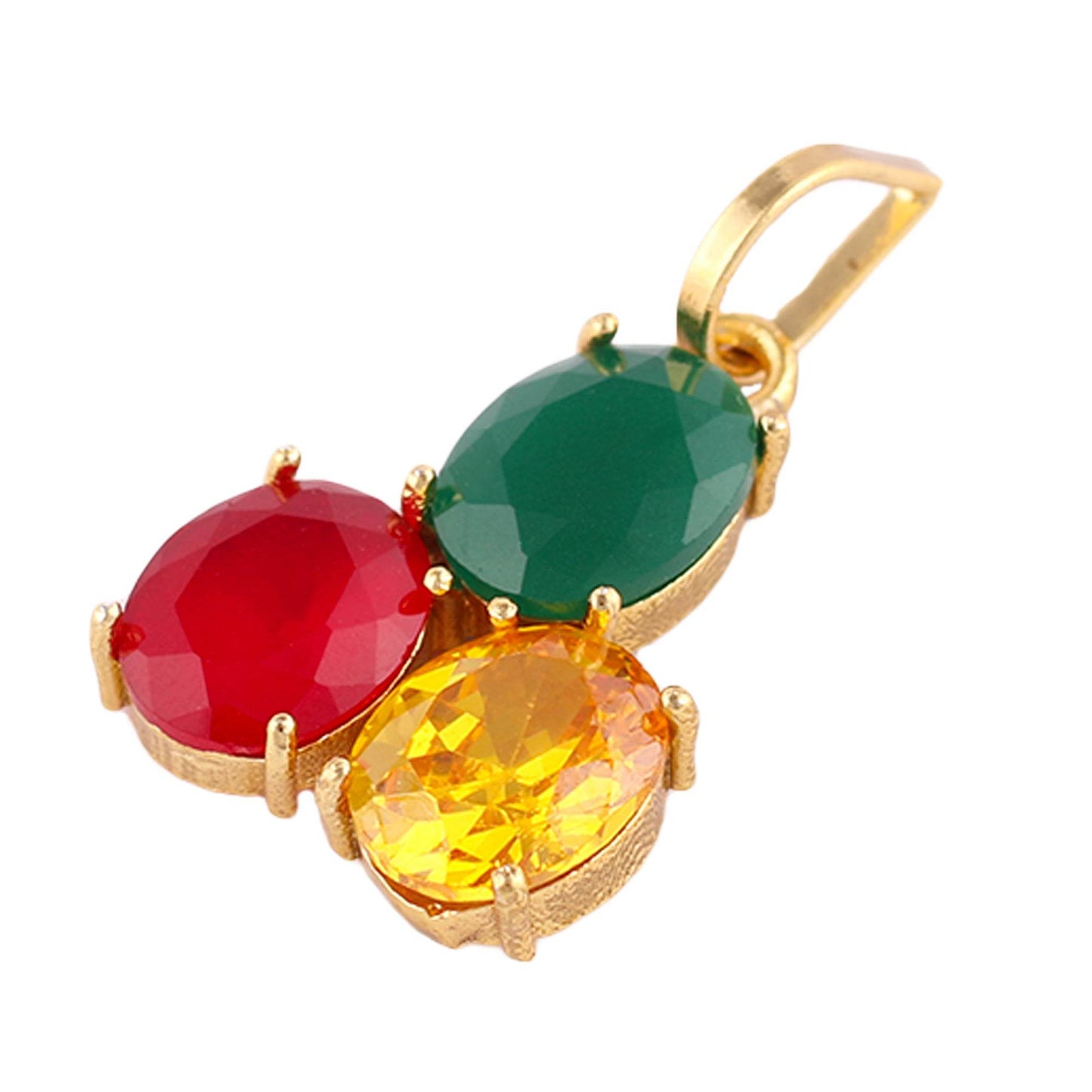 Gold Plated Emerald Coral and Yellow Sapphire Pendant - Aemorio