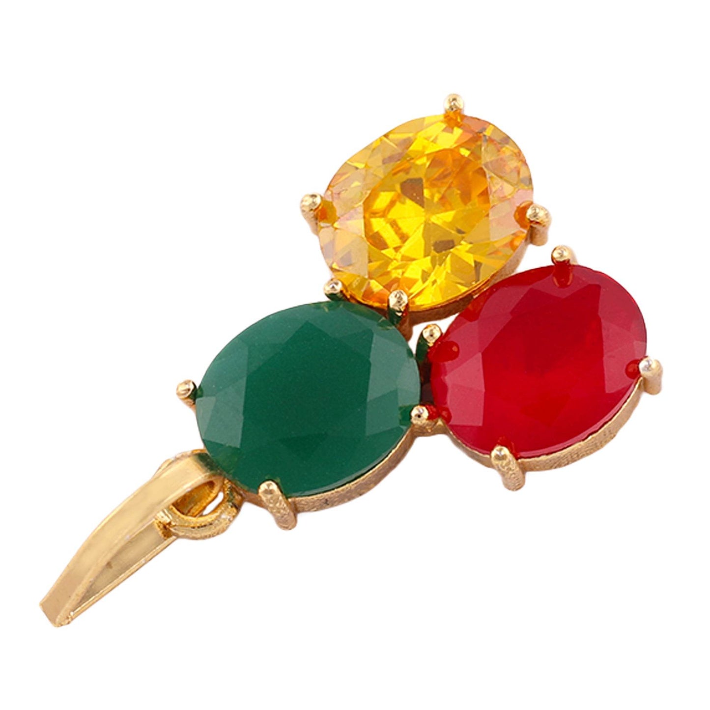 Gold Plated Emerald Coral and Yellow Sapphire Pendant - Aemorio