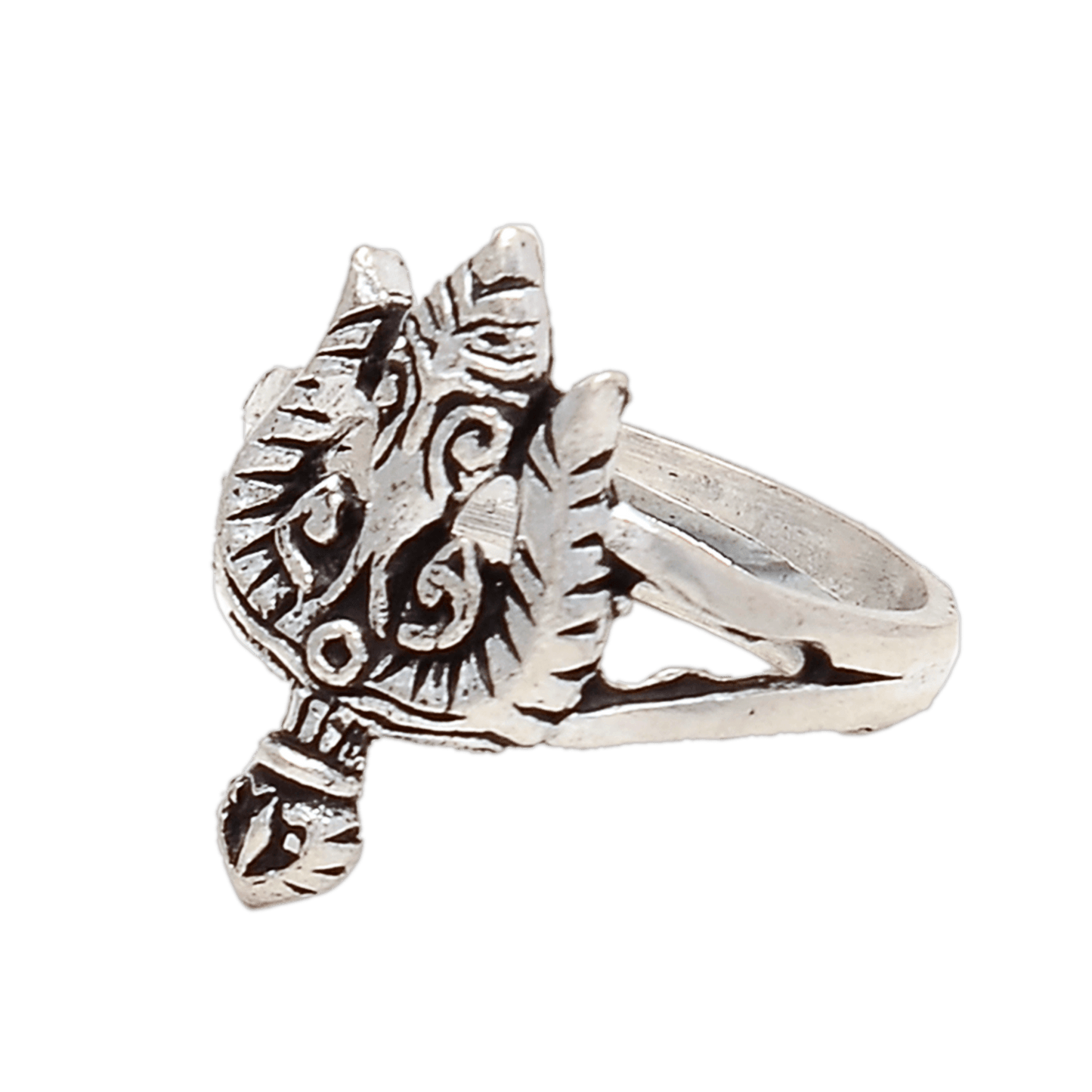 Lord Shiva Trishul Ring in Silver Finish – Panchdhatu - Aemorio