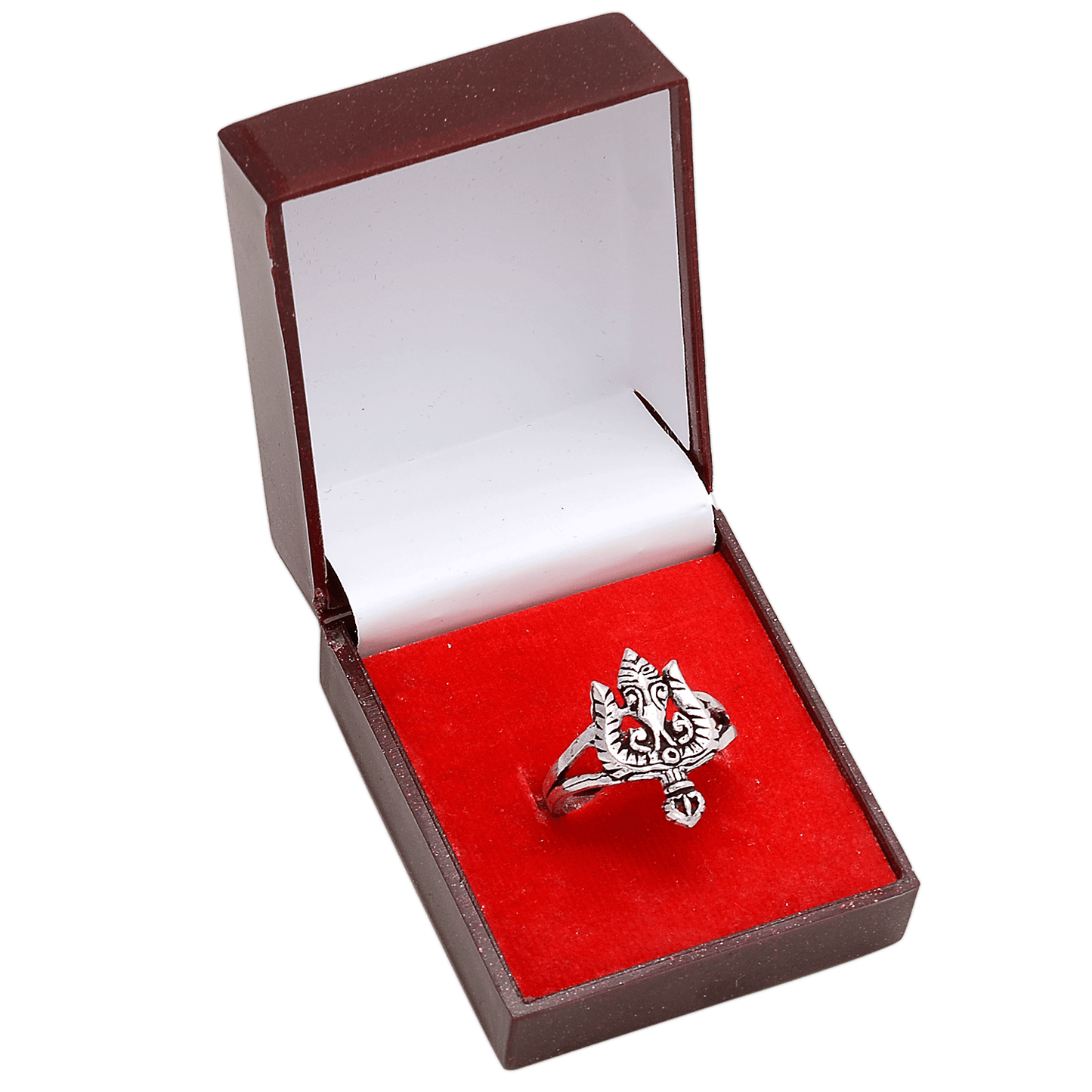 Lord Shiva Trishul Ring in Silver Finish – Panchdhatu - Aemorio