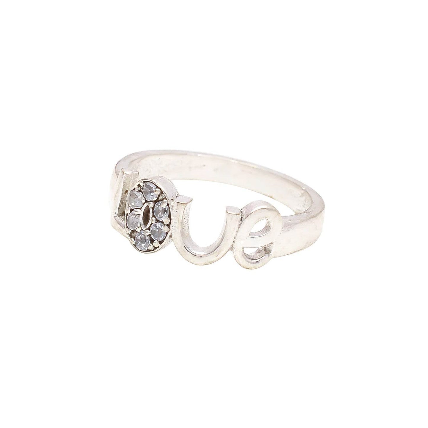 Aemorio Rhodium-Plated Silver Love Ring - Elegant & Timeless - Aemorio