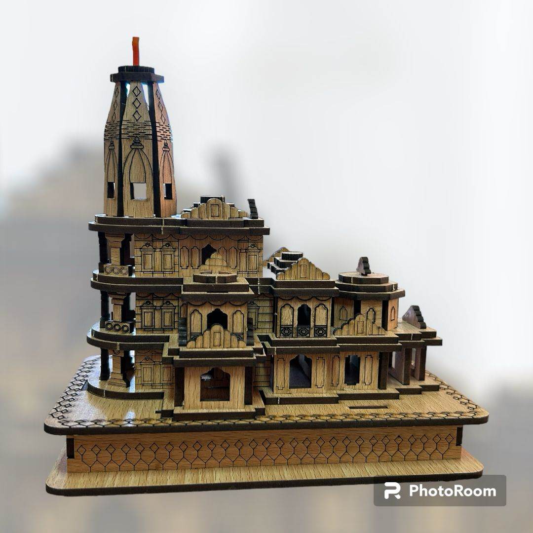 Ram Mandir Temple 3D Model - 6.5 Inch Decorative Sculpture - Aemorio