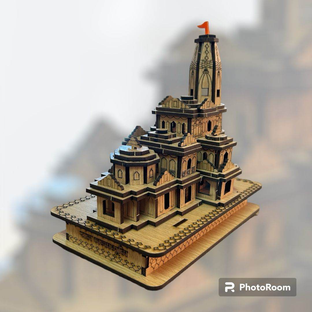 Ram Mandir Temple 3D Model - 6.5 Inch Decorative Sculpture - Aemorio