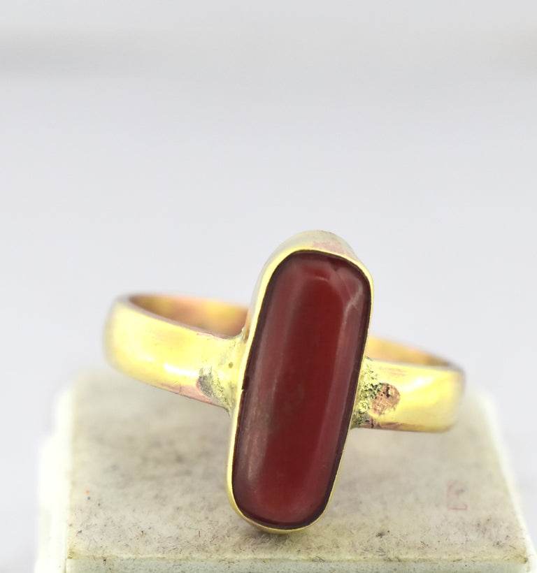 Certified Red Coral (Moonga) Panchdhatu Ring – Adjustable - Aemorio