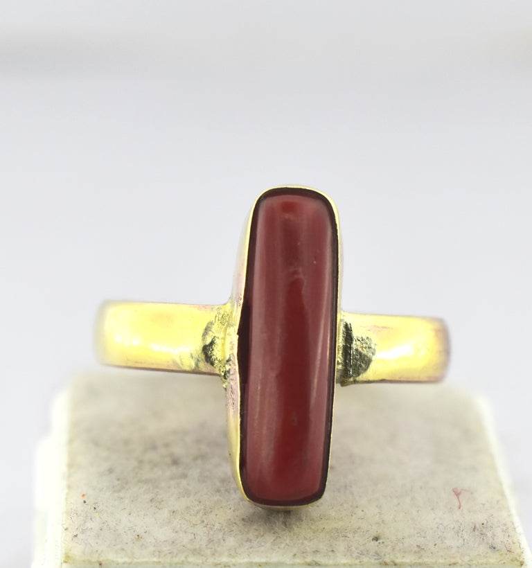 Certified Red Coral (Moonga) Panchdhatu Ring – Adjustable - Aemorio