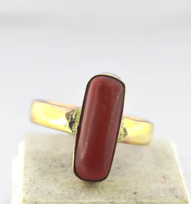 Certified Red Coral (Moonga) Panchdhatu Ring – Adjustable - Aemorio