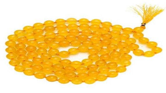 Yellow Agate (Hakik) Japa Mala – 108+1 Beads (6mm) - Aemorio