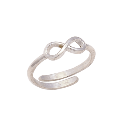 Aemorio Rhodium-Plated Silver Infinity Adjustable Ring - Aemorio