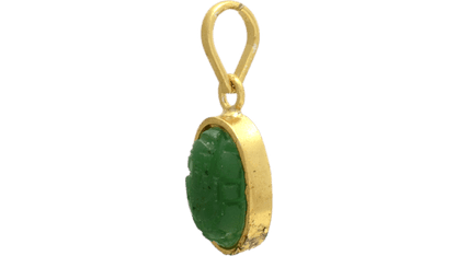 Panchdhatu Ganesha Pendant with Synthetic Emerald Stone - Aemorio