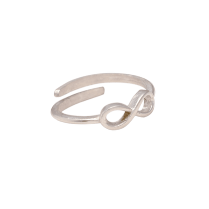 Aemorio Rhodium-Plated Silver Infinity Adjustable Ring - Aemorio