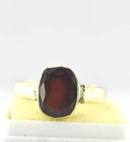 Natural Hessonite (Gomed) Panchdhatu Ring – Gold-Plated - Aemorio