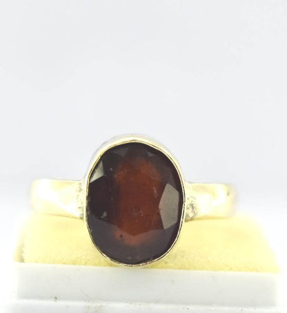 Natural Hessonite (Gomed) Panchdhatu Ring – Gold-Plated - Aemorio