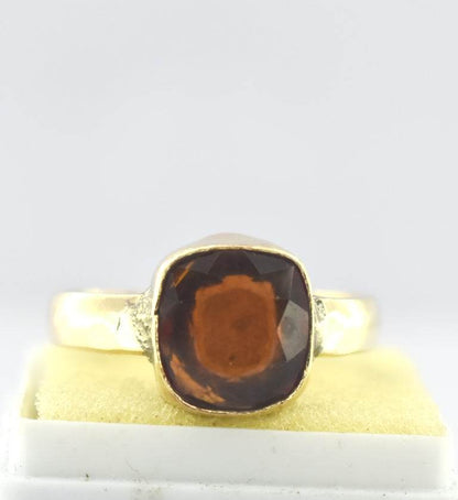 Natural Hessonite (Gomed) Panchdhatu Ring – Gold-Plated - Aemorio