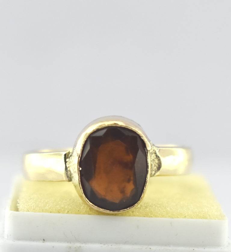 Natural Hessonite (Gomed) Panchdhatu Ring – Gold-Plated - Aemorio
