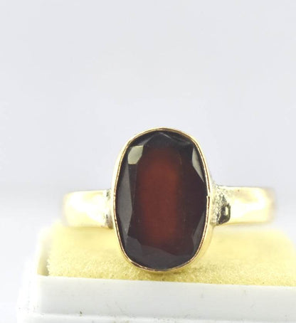 Natural Hessonite (Gomed) Panchdhatu Ring – Gold-Plated - Aemorio