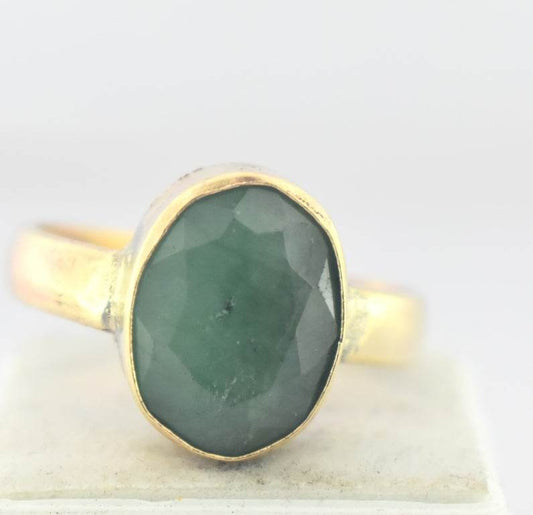 Natural Emerald (Panna) Panchdhatu Ring – Gold-Plated - Aemorio