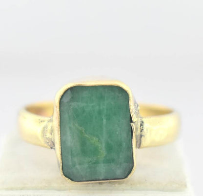 Natural Emerald (Panna) Panchdhatu Ring – Gold-Plated - Aemorio