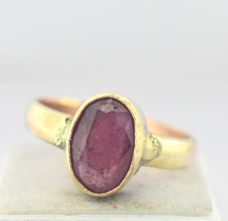 Natural Ruby (Manik) Panchdhatu Ring – Adjustable & Pure - Aemorio