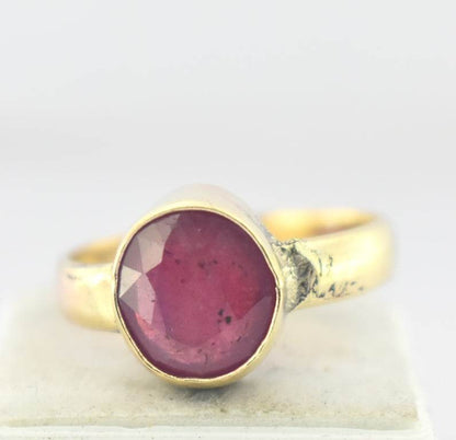 Natural Ruby (Manik) Panchdhatu Ring – Adjustable & Pure - Aemorio