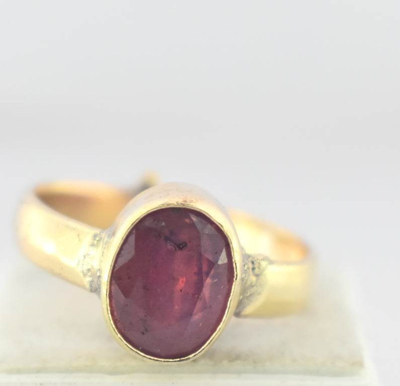 Natural Ruby (Manik) Panchdhatu Ring – Adjustable & Pure - Aemorio