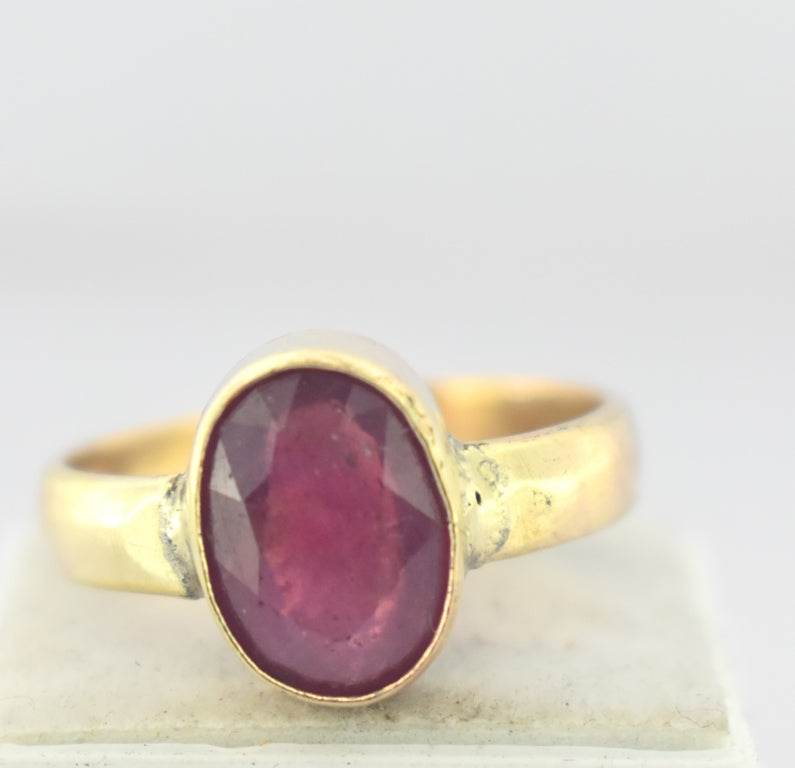 Natural Ruby (Manik) Panchdhatu Ring – Adjustable & Pure - Aemorio