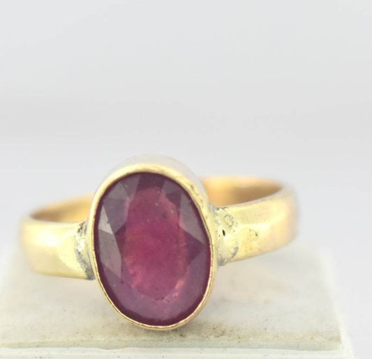 Natural Ruby (Manik) Panchdhatu Ring – Adjustable & Pure - Aemorio