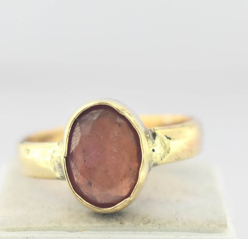 Natural Ruby (Manik) Panchdhatu Ring – Adjustable & Pure - Aemorio
