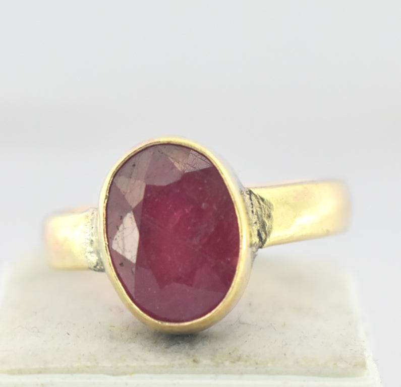 Natural Ruby (Manik) Panchdhatu Ring – Adjustable & Pure - Aemorio
