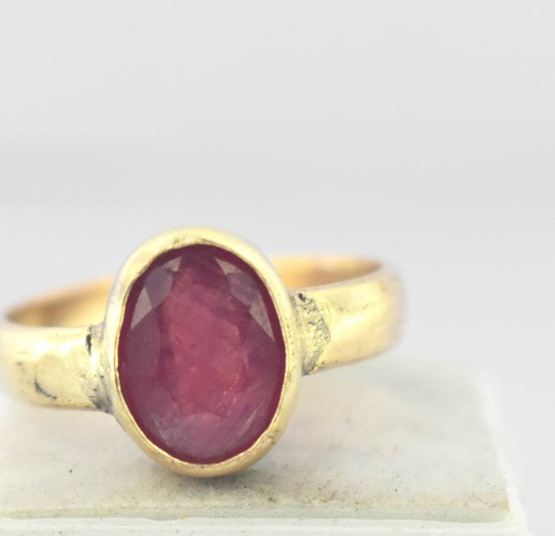 Natural Ruby (Manik) Panchdhatu Ring – Adjustable & Pure - Aemorio