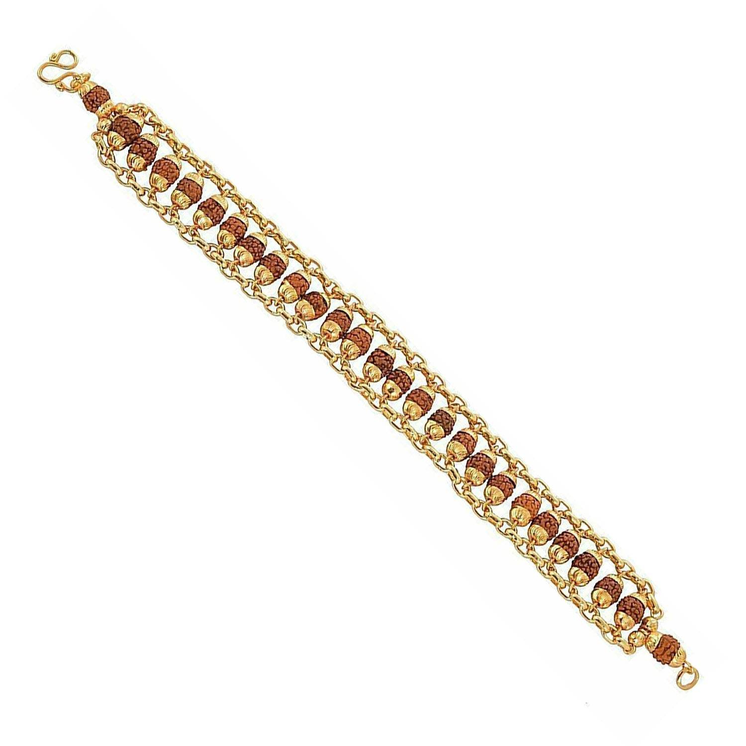 Handmade Rudraksha Durable Bracelet – Golden Brass, Natural Beads - Aemorio