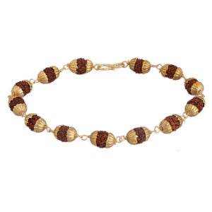 Handmade Brass & 100% Natural Rudraksha Bracelet - Aemorio