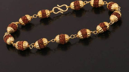 Handmade Brass & 100% Natural Rudraksha Bracelet - Aemorio