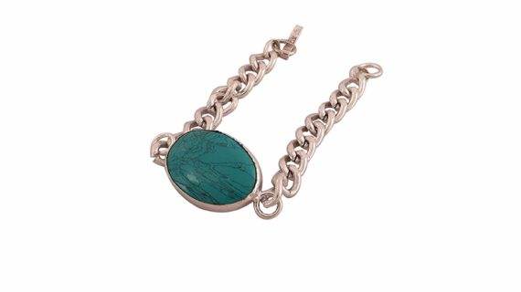 Blue Turquoise Brass Bracelet - Spiritual & Healing Jewelry - Aemorio