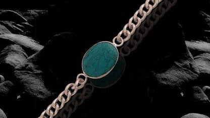 Blue Turquoise Brass Bracelet - Spiritual & Healing Jewelry - Aemorio