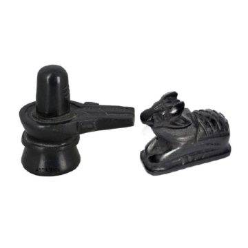 Black Stone Shivling & Nandi Ji Set for Home/Office - Aemorio