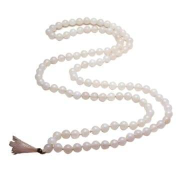 White Agate (Hakik) Japa Mala – 108+1 Beads (6mm) - Aemorio