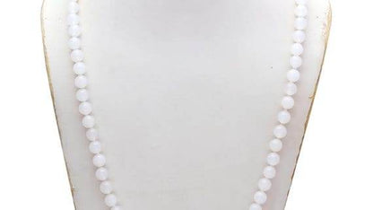 White Agate (Hakik) Japa Mala – 108+1 Beads (6mm) - Aemorio
