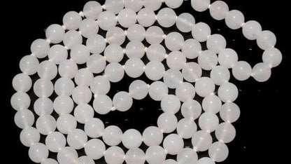 White Agate (Hakik) Japa Mala – 108+1 Beads (6mm) - Aemorio
