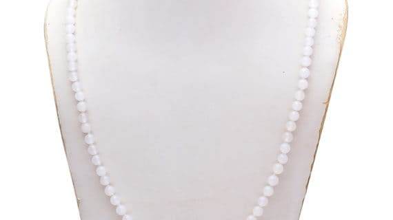 White Agate (Hakik) Japa Mala – 108+1 Beads (6mm) - Aemorio