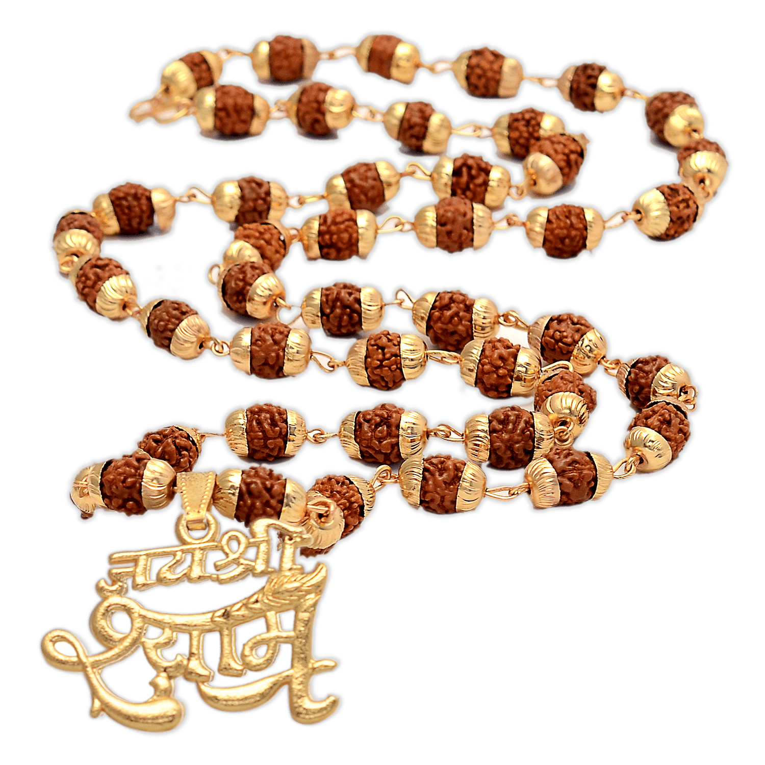 Jai Shree Shyam Pendant with 5 Face Rudraksha Mala - Aemorio