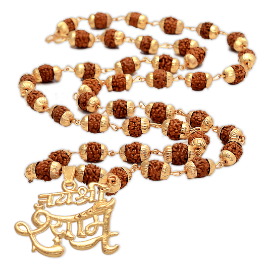 Jai Shree Shyam Pendant with 5 Face Rudraksha Mala - Aemorio